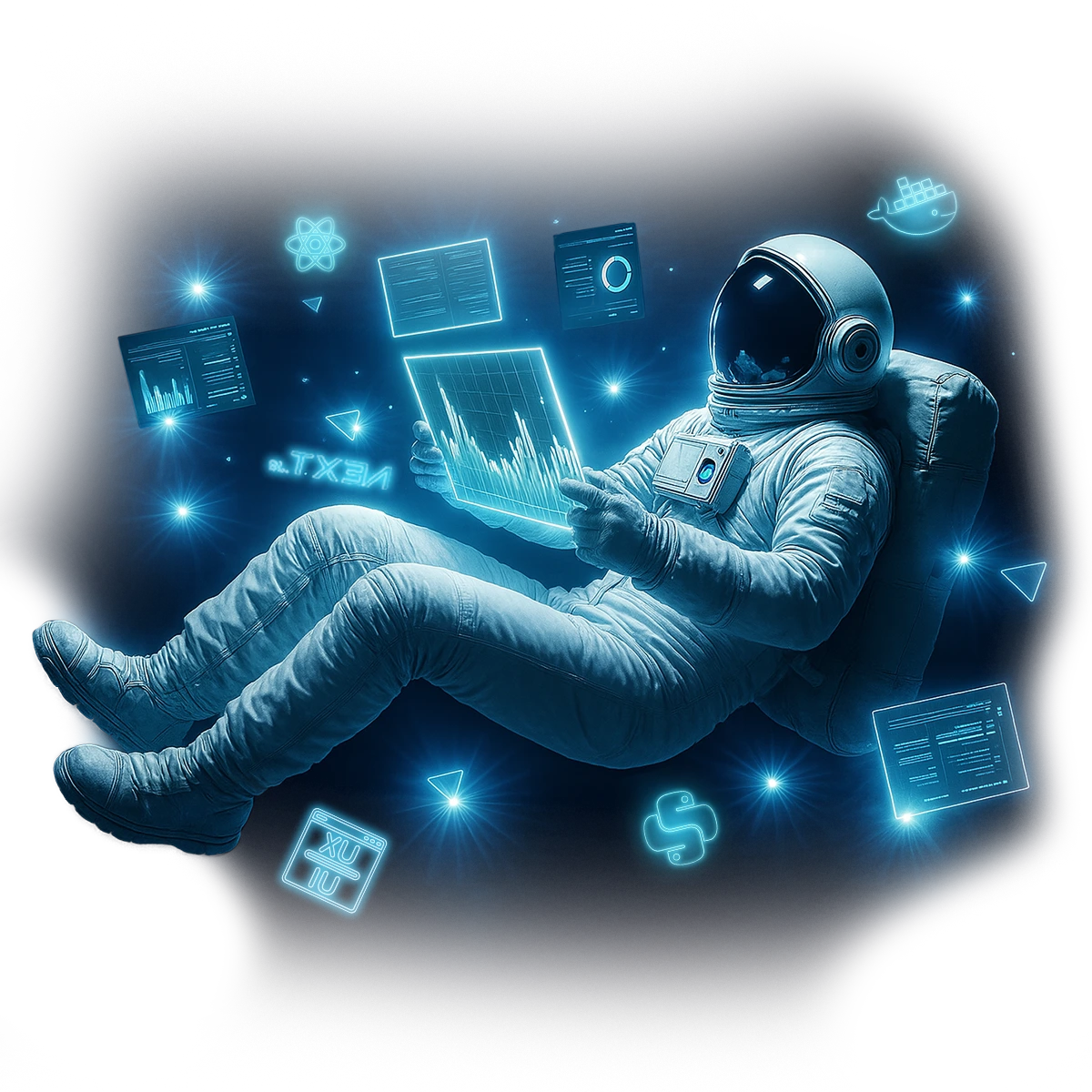 Astronauta con elementos digitales